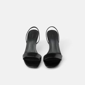 Zara Black Heeled Sandals with a cherry-shaped beaded detail